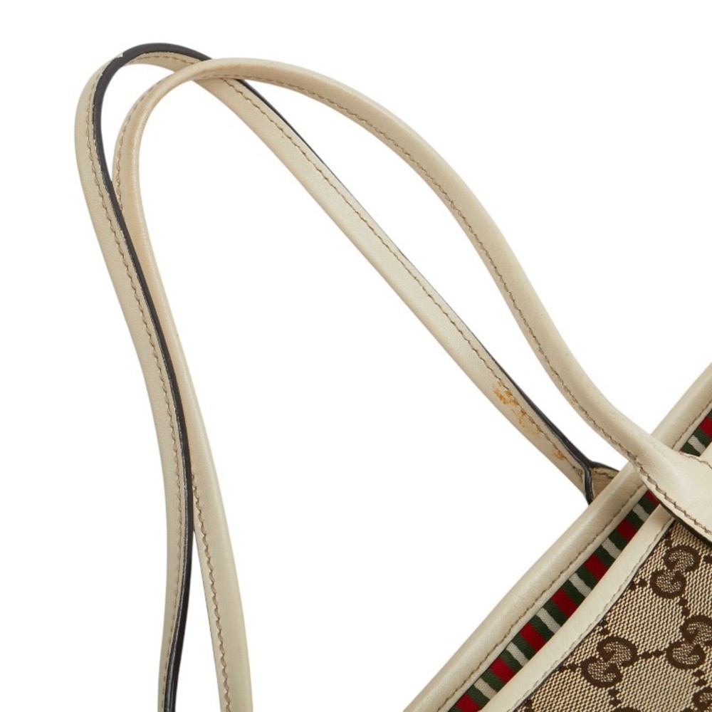 Gucci GG Canvas New Brit Tote Bag Shoulder 169946 Beige White Leather Women's... - Picture 10 of 14